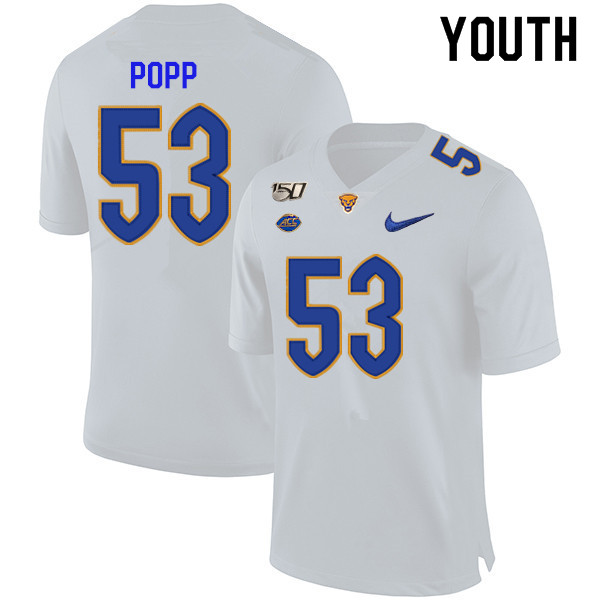 2019 Youth #53 Brian Popp Pitt Panthers College Football Jerseys Sale-White